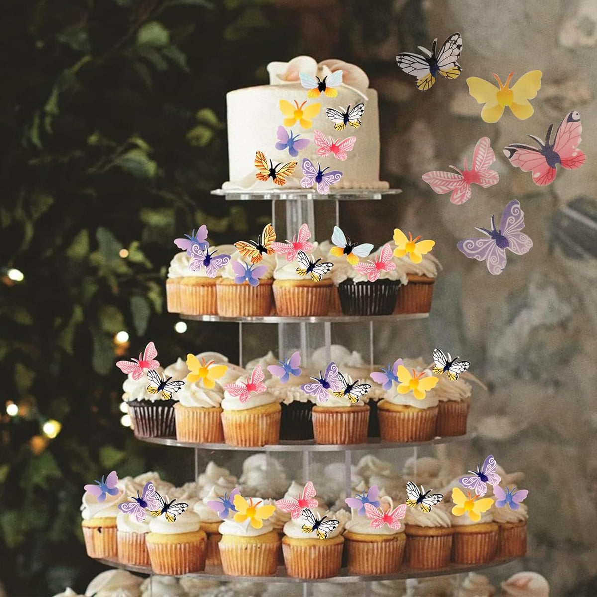 YOcity 72Pcs Edible Butterflies Cake Toppers Edible Butterfly Cupcake Toppers Wafer Paper