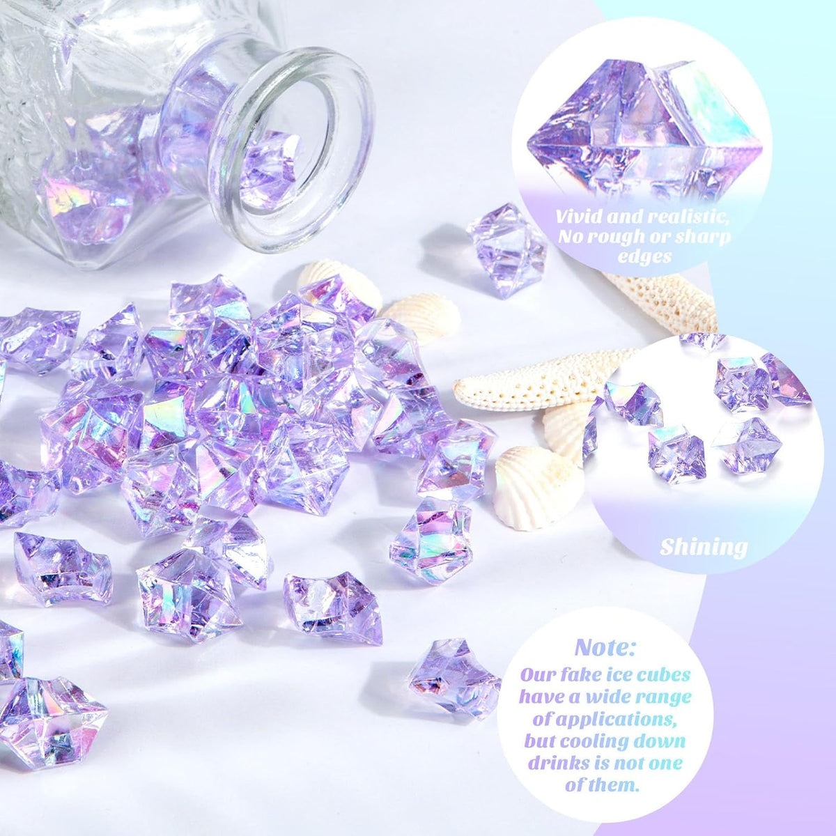 DomeStar 150PCS Purple Fake Ice, Fake Diamonds Sparkling Plastic Gems Vase Fillers for Centerpieces