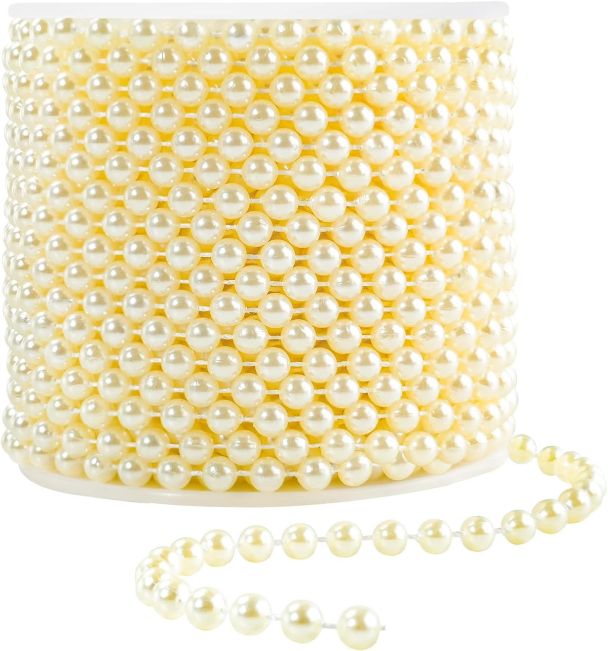 Faux Ivory Pearl Beads Garland - 6mm Christmas Tree Beads 22 Yards Ivory Pearl Strands Spool Pearl