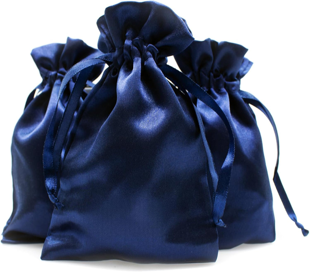4" x 6" Navy Blue Satin Gift Bags, Jewelry Bags, Wedding Favor Drawstring Baby Shower Christmas 50
