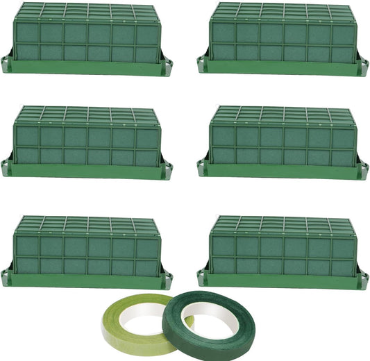 6 Packs Floral Foam Cage Flower Holder with Floral Foam Blocks for Fresh Flower, Artificial