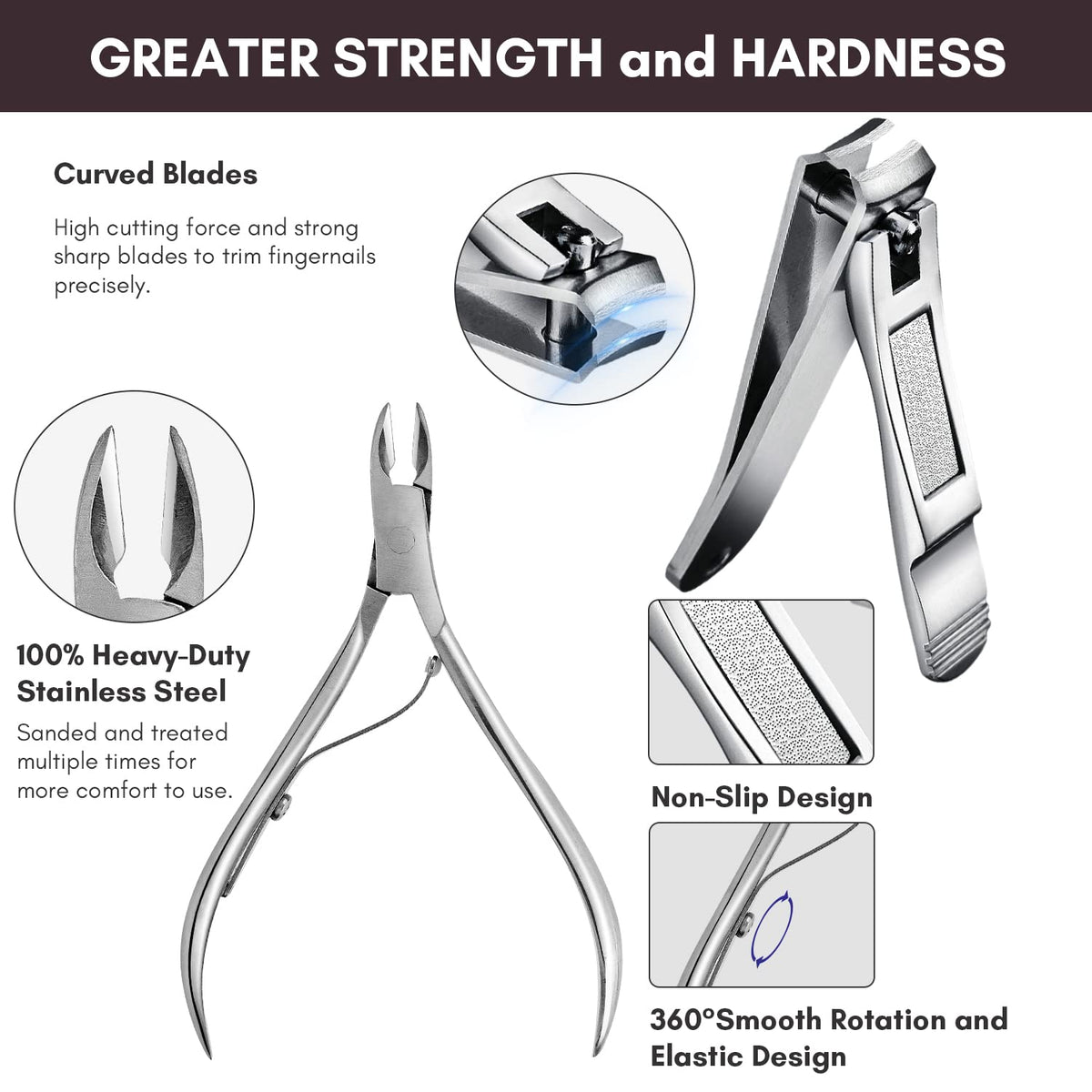 FAMILIFE Manicure Set, Nail Clippers Set Professional Manicure Kit 11 in 1 Stainless Steel Pedicure