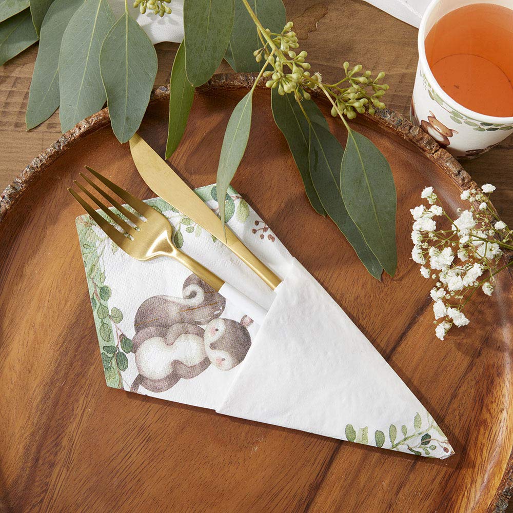 Kate Aspen Woodland Baby Shower Decorations, 62-Piece Disposable Paper Plates & Napkins Party