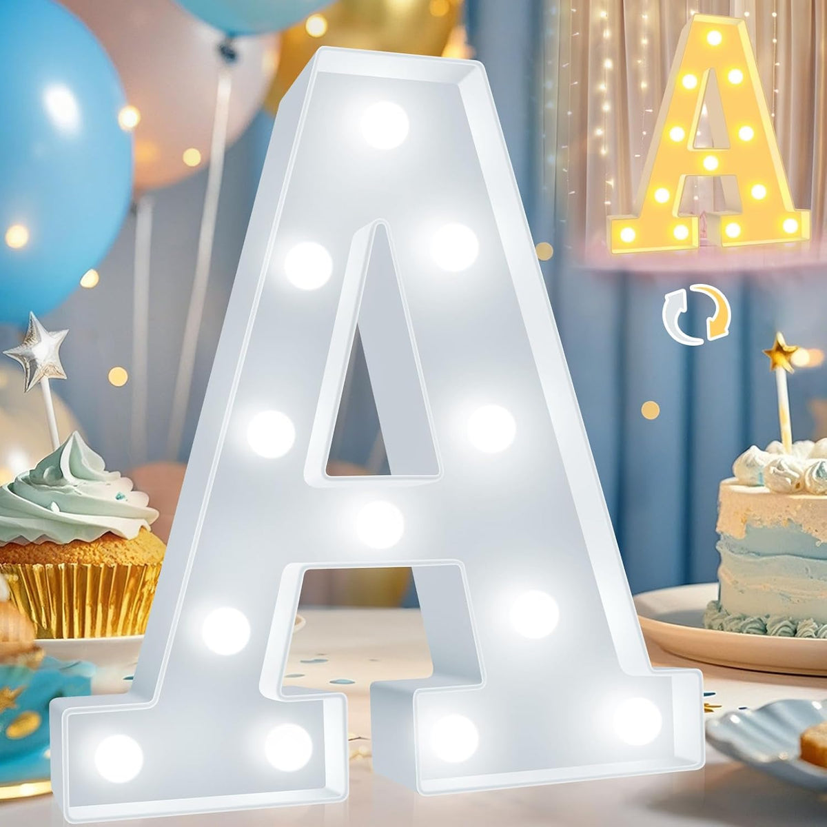 Pooqla LED Marquee Letter Lights, Warm White and Cool White Decorative Lighted Letters, Light Up
