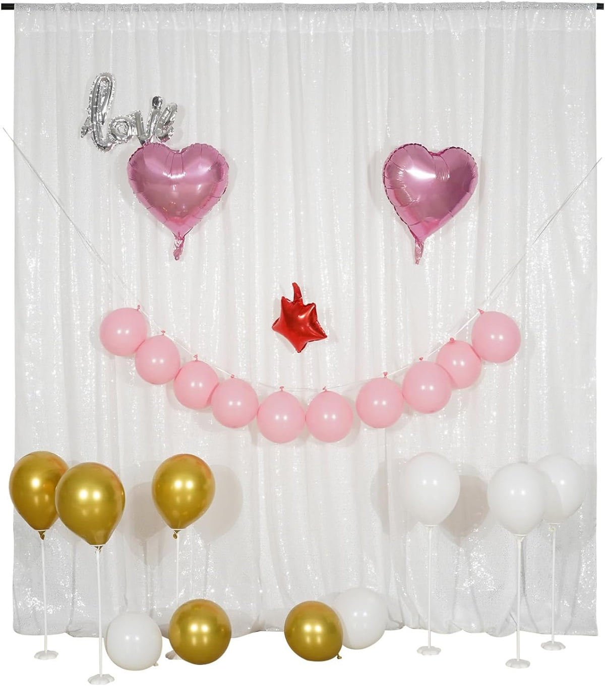 Poise3EHome White Sequin Backdrop, 8FT x 10FT Sequin Photography Backdrop Curtain for Party