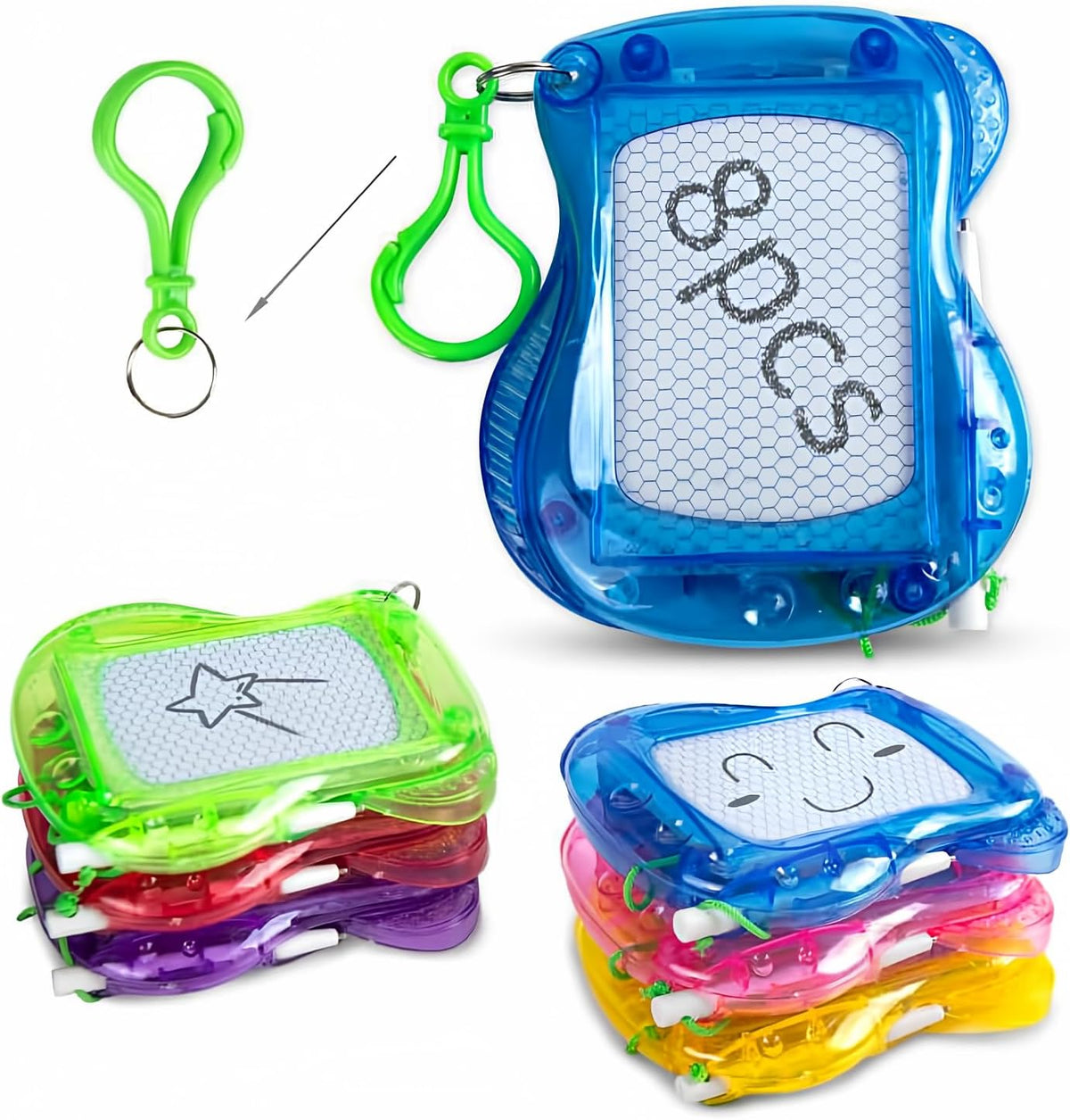 8 Mini Magnetic Drawing Board with Metal Keychain Party Favors for Kids Goodie Bag Stuffers