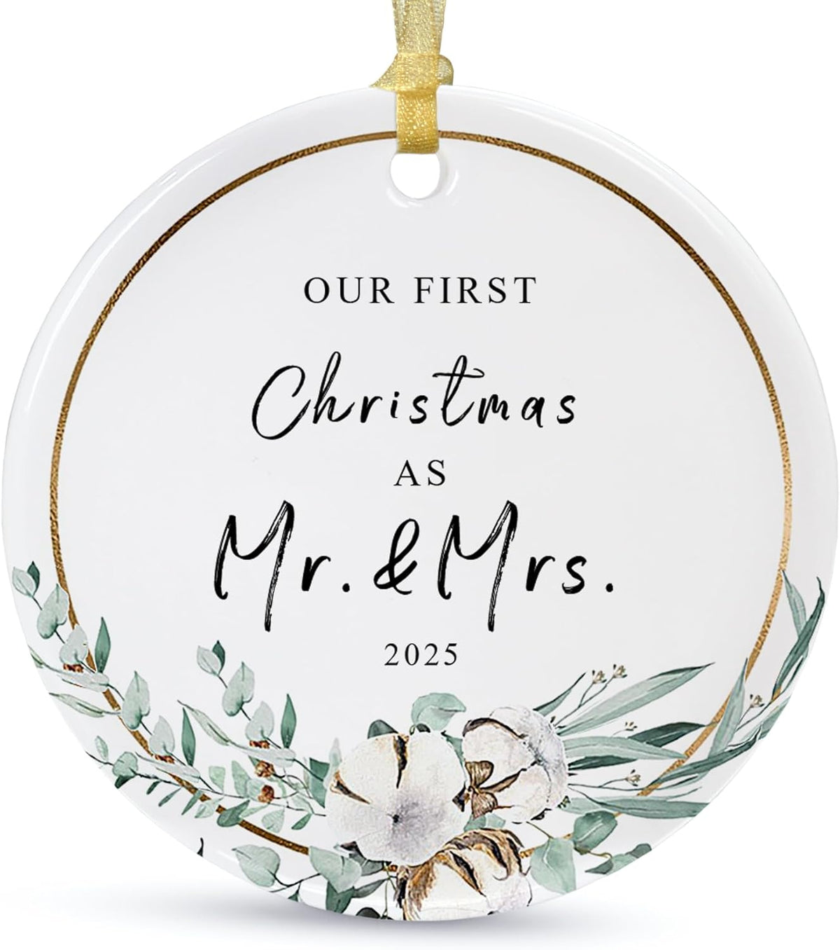 2025 First Christmas Married Ornament,First Year as Mr and Mrs Christmas Hanging Ornament Wedding