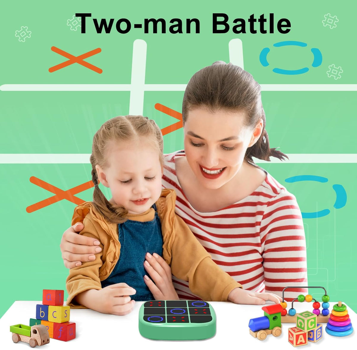 Tic-Tac-Toe Bolt Game, 4-in-1 Handheld Puzzle Games Console, Electronic Tic-Tac-Toe Game for
