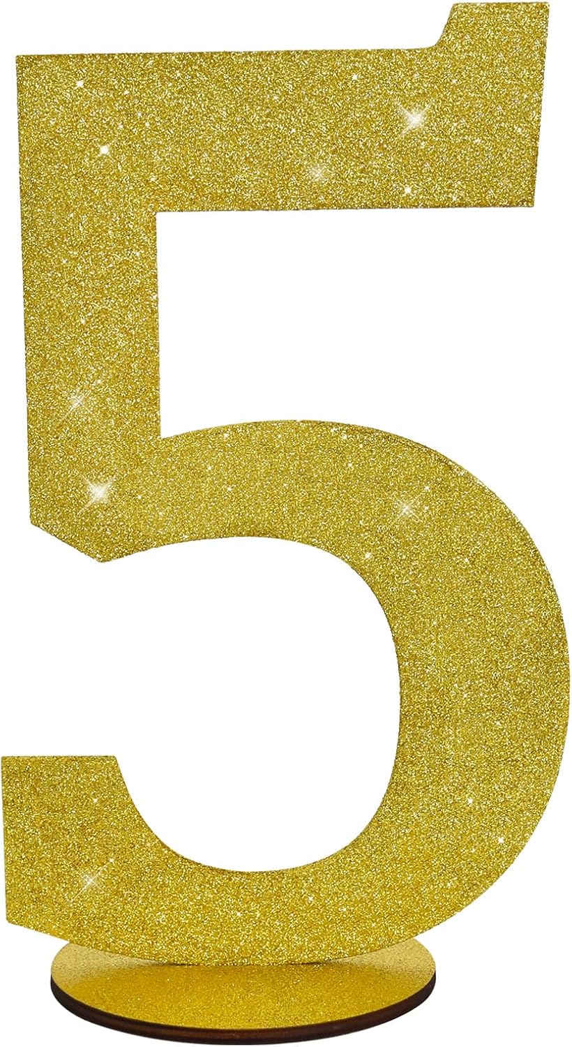TONIFUL 11.8 Inch Gold Glitter Numbers Table Centerpieces 0-9 Birthday Party Decorations,Shining
