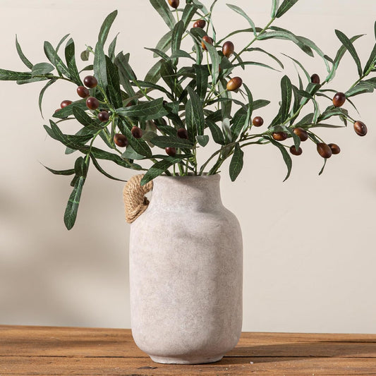 Ceramic Flower Vase Home Decor - 9.7 inch Large White Rustic Table Flowers Vases Living Room