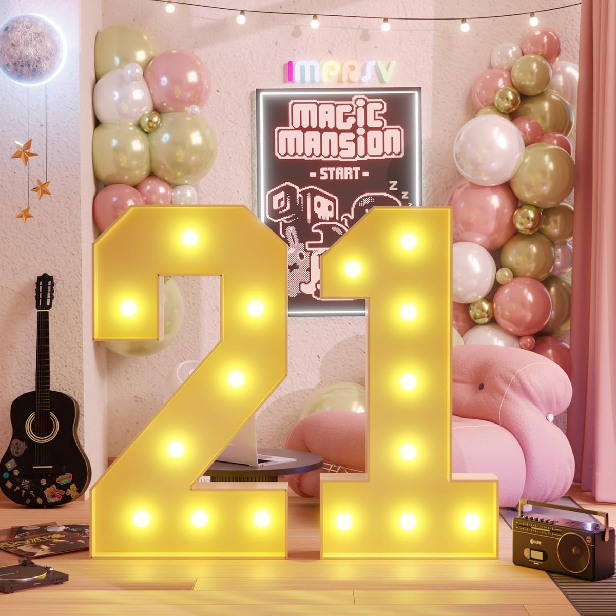imprsv 3FT Light Up Numbers, Marquee Numbers 21st Birthday Decorations for Her Him, 21st Birthday