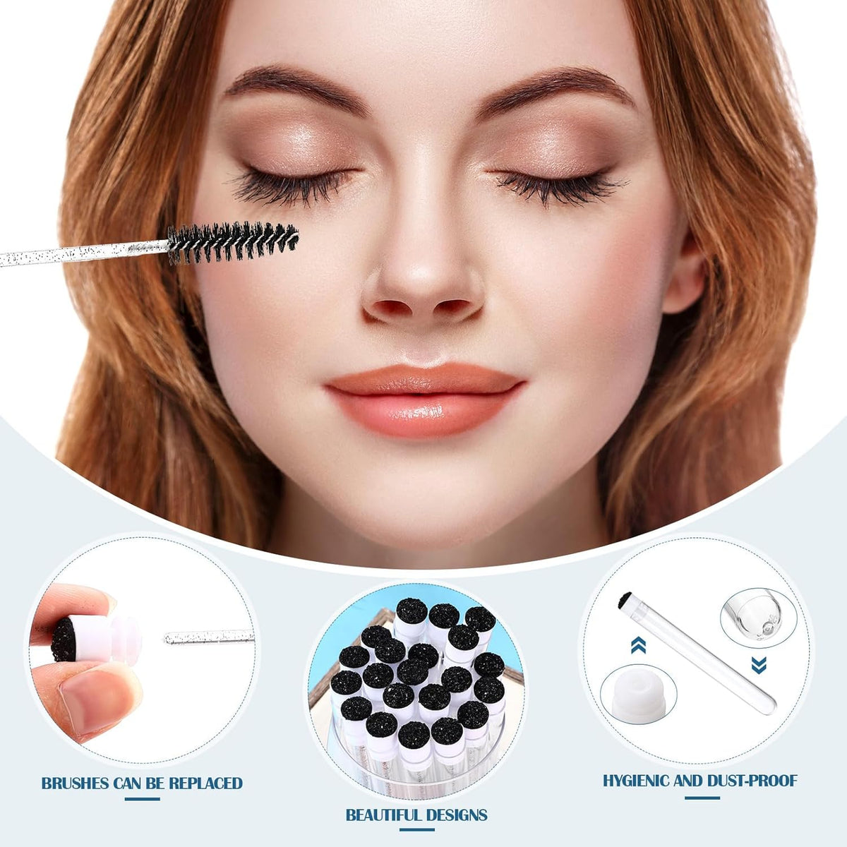 Patelai 80 Pieces Disposable Mascara Brushes Tubes Set, 40 Pcs Empty Mascara Wand Tube with 40 Pcs