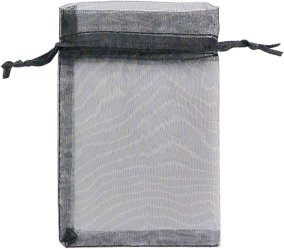 TheDisplayGuys 48-Pack 4x6 Black Sheer Organza Gift Bags with Drawstring, Goodie Bags for Jewelry