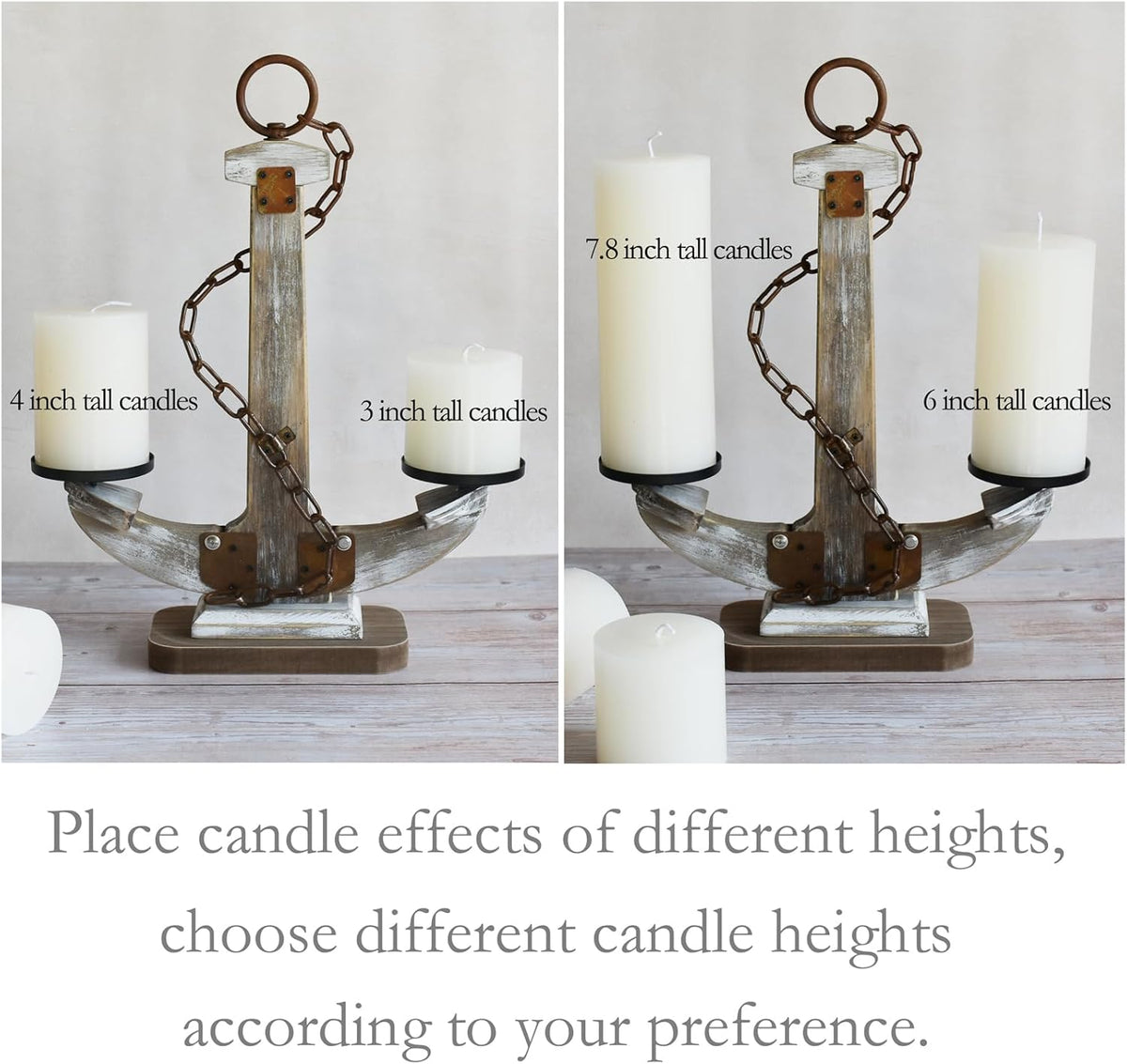 Wooden Anchor Candle Holder Coastal Decor Lake House Decor, Vintage Home Decor Candle Stand Table