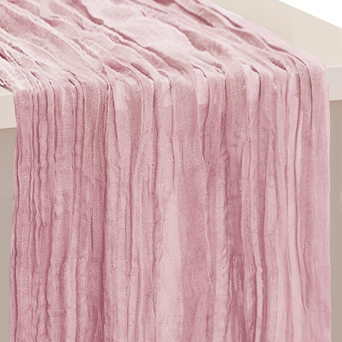 1 Pack Dusty Pink Cheesecloth Table Runner 35x120 Inch 10Ft Rustic Gauze Cheese Cloth Table Runner