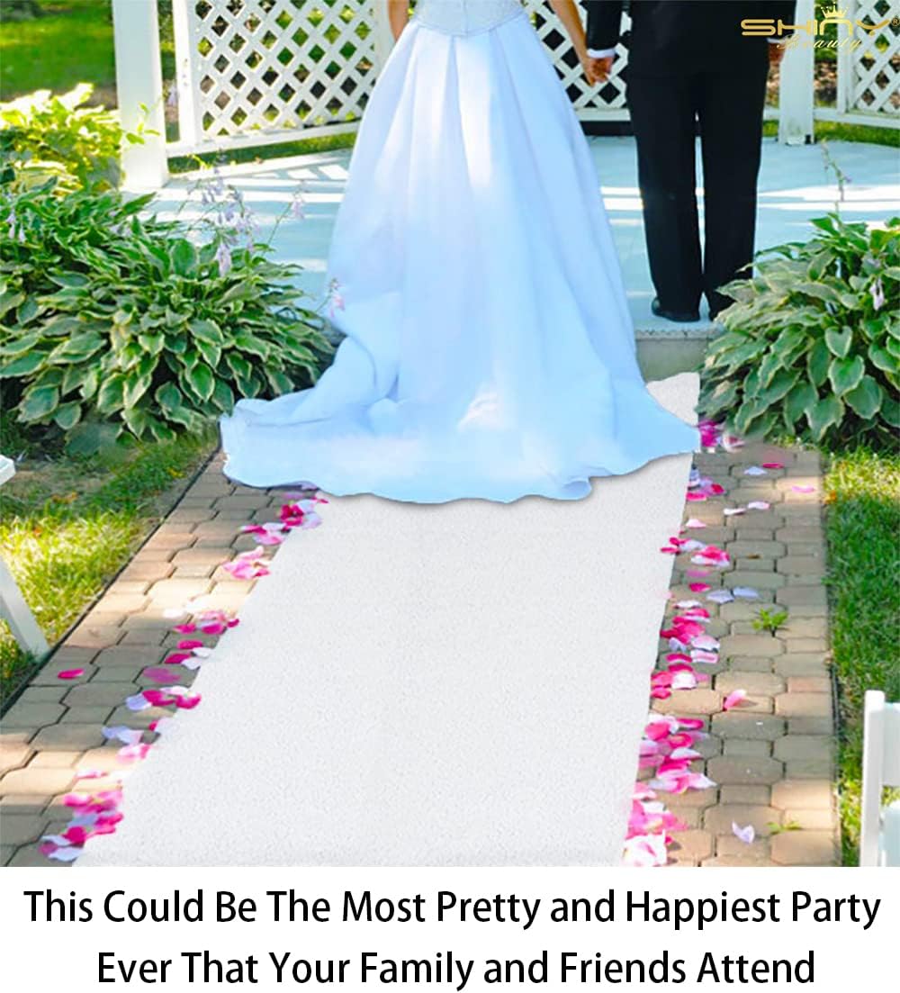 ShinyBeauty 4x20 FT Wedding Aisle Runner Rug - White Waterproof Non-Slip Ceremony Carpet for