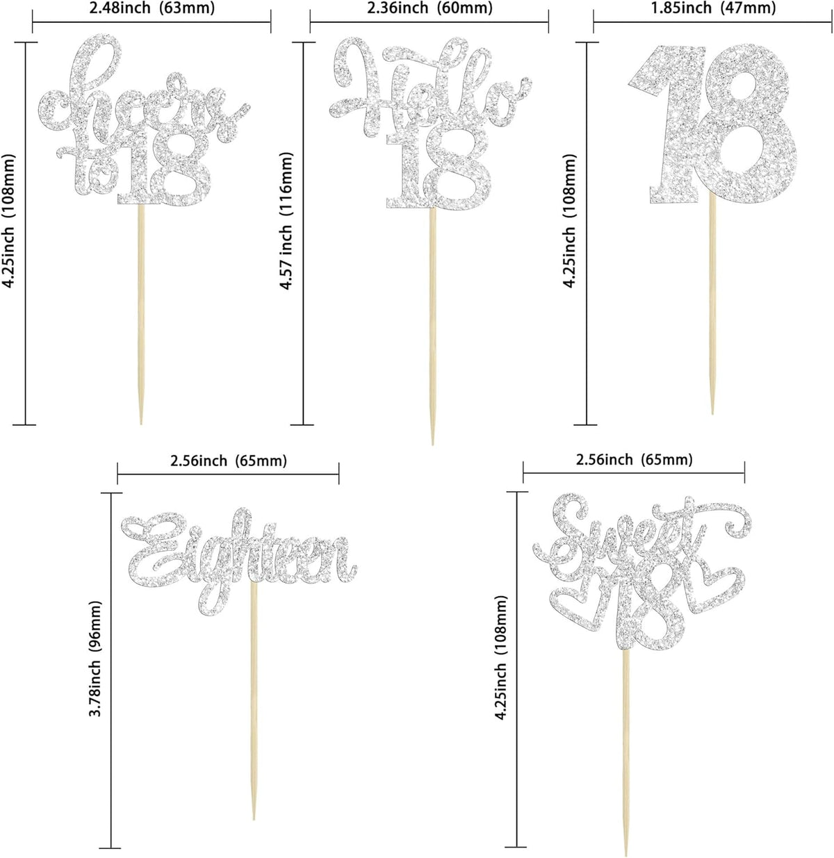 30Pcs18th Birthday Cupcake Toppers Eighteen Happy 18th Cupcake Picks Sweet 18 Cheers to 18 Cake