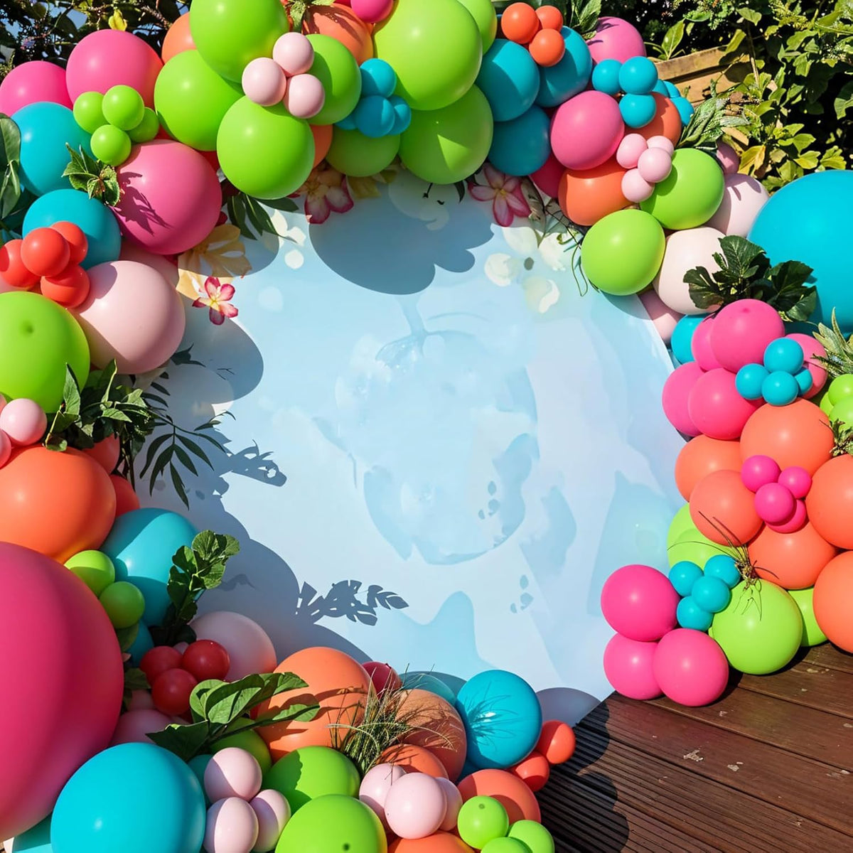 Rainbow Balloons, 60pcs Colorful Balloons, Matte Hot Pink Teal Blue Green Orange Yellow Gold