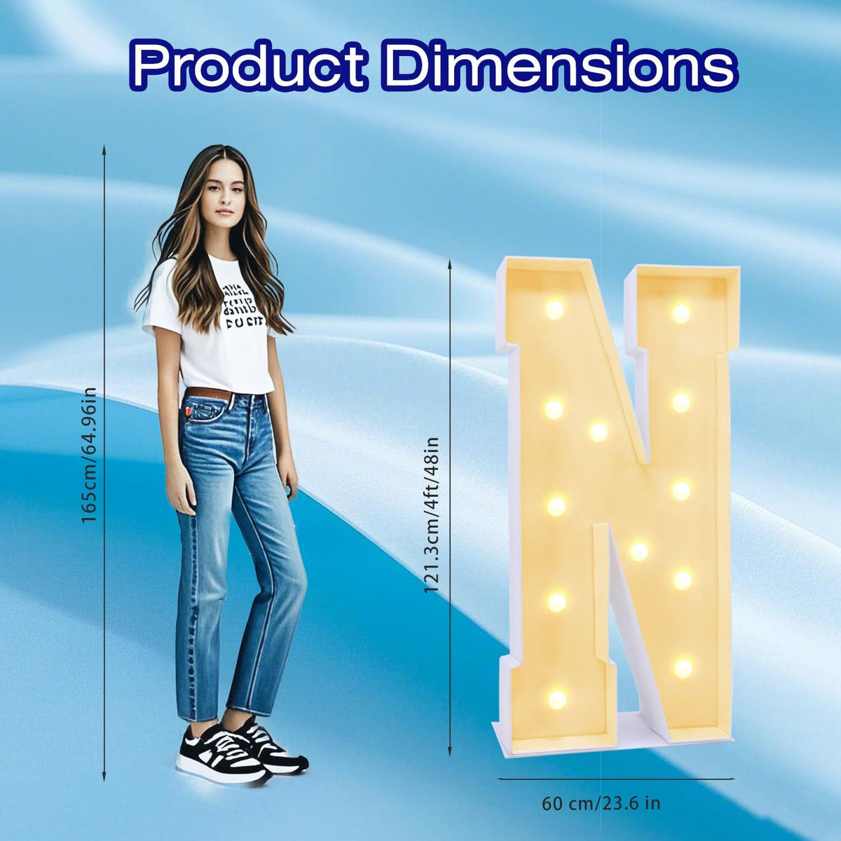 4FT Marquee Plastic Letters N - Light up Letters N Are Made from Corrugated Plastic Board - Quick