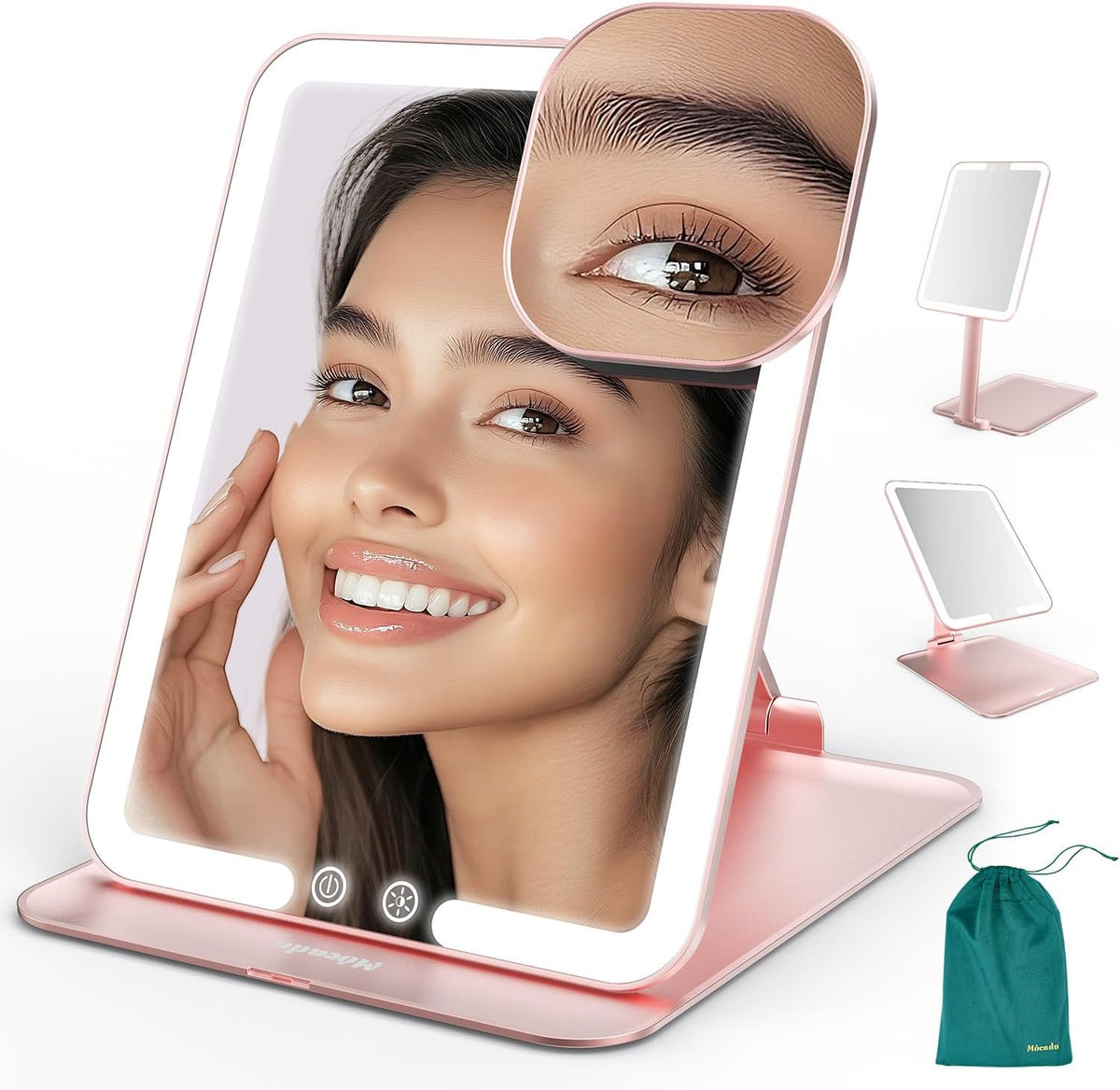 Mocado Travel Makeup Mirror with Light - 7x5 Inches Tripple Folding Travel Mirror with Light, 3