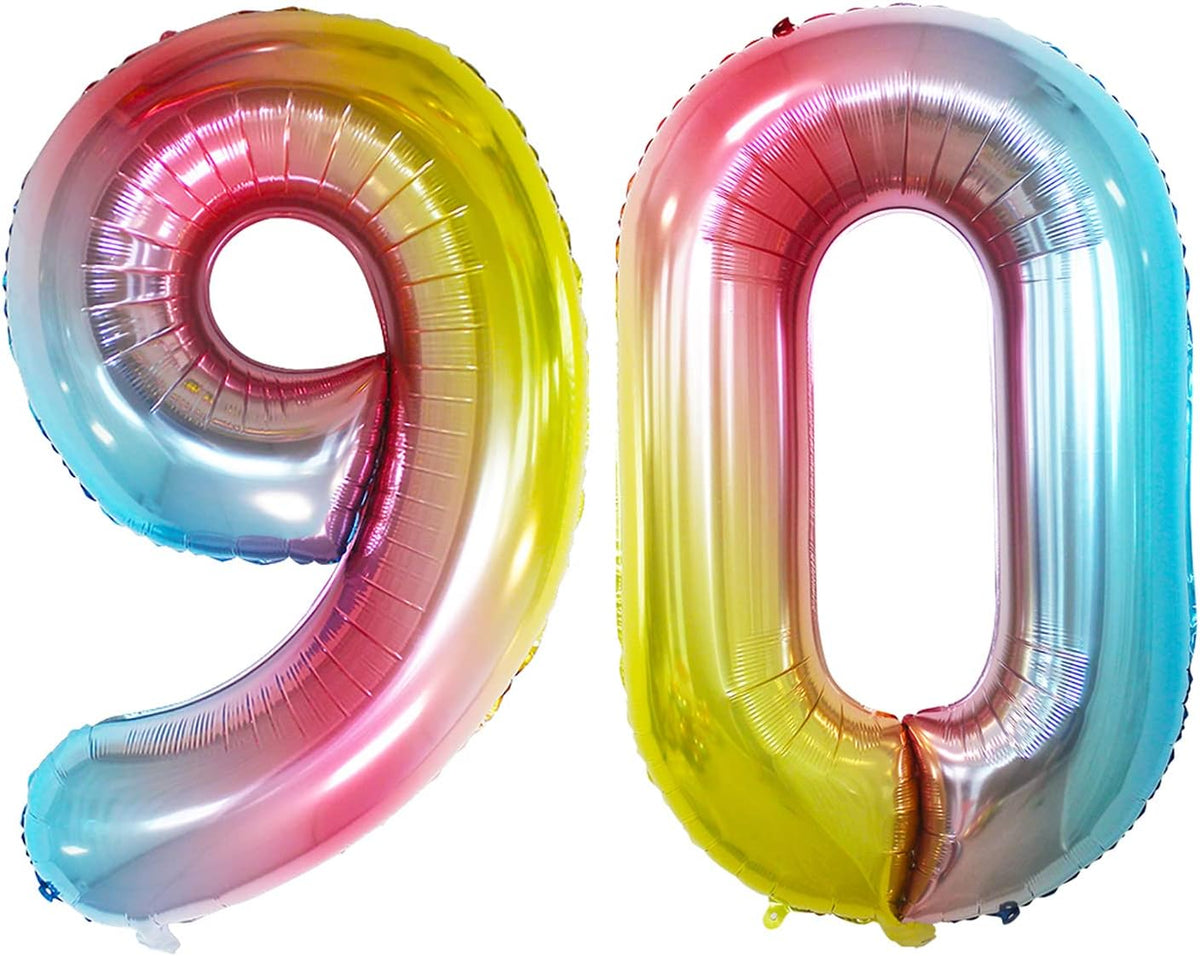 GOER Number 90 Balloons for 90th Birthday Party Decorations,42 Inch Jumbo Foil Helium Balloons for