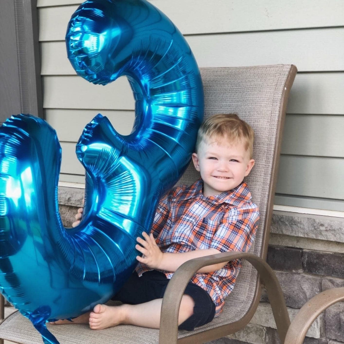40 Inch Blue Large Numbers Balloons 0-9, Self Inflating Foil Number 6 Helium Balloons for 6th Boys