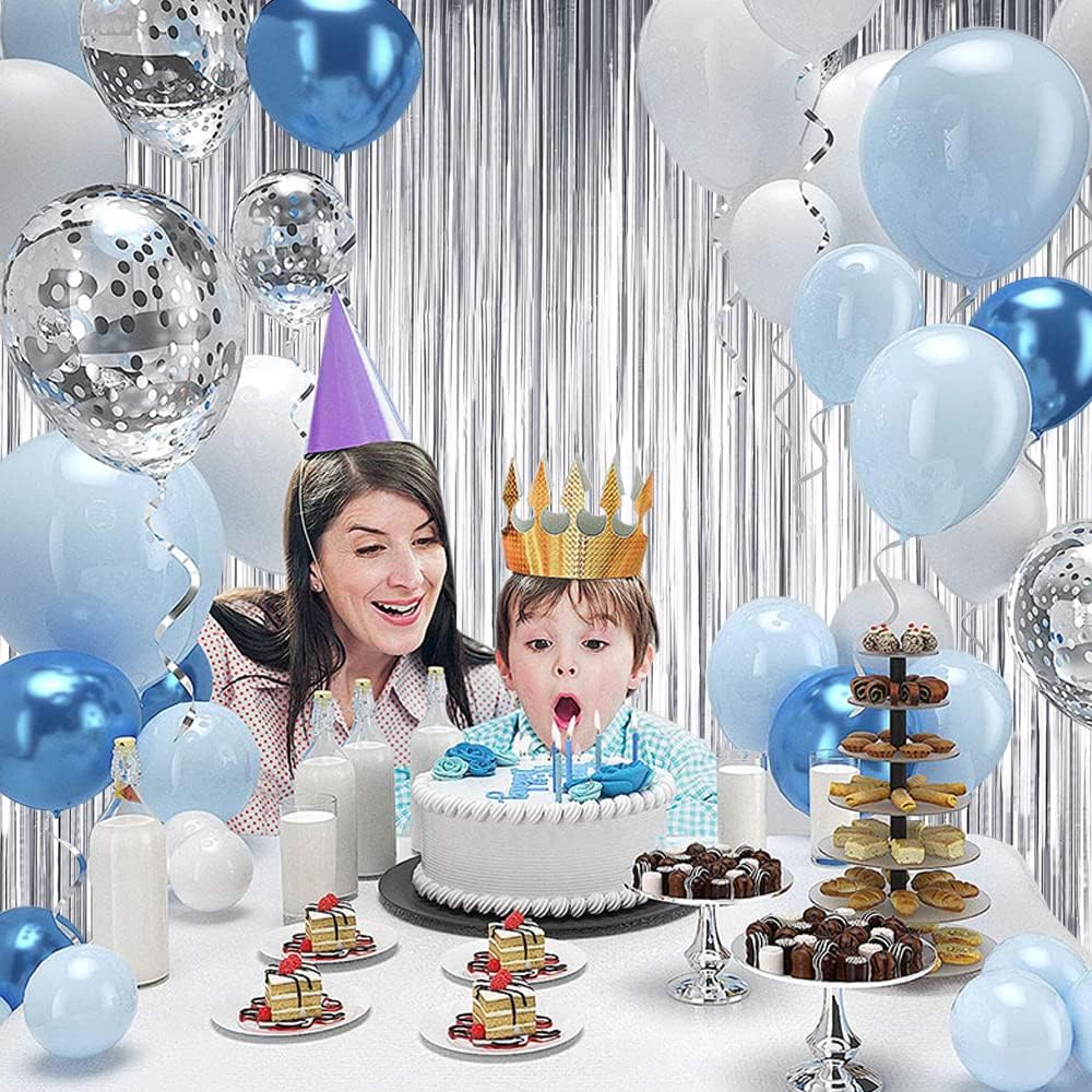 BEISHIDA 2 Pcs Silver Door Streamers Tinsel Curtain Party Streamers Backdrop Fringe Foil Wall
