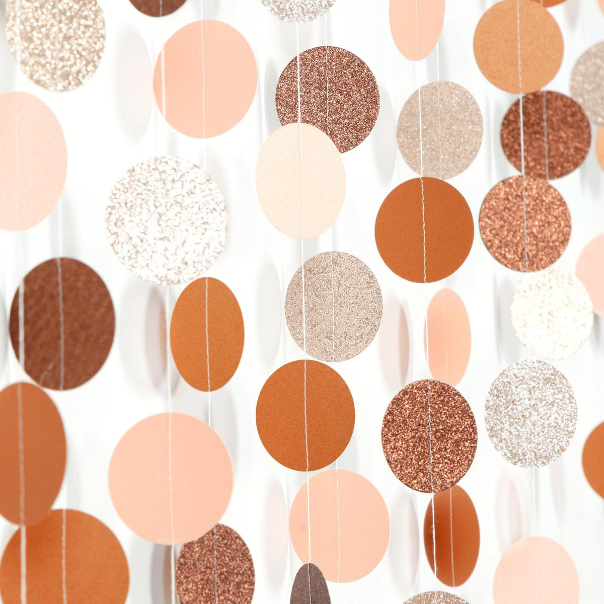 Boho Brown Rose-Gold Party-Decorations Streamers-Garland - 52ft Fall Birthday Hanging Paper