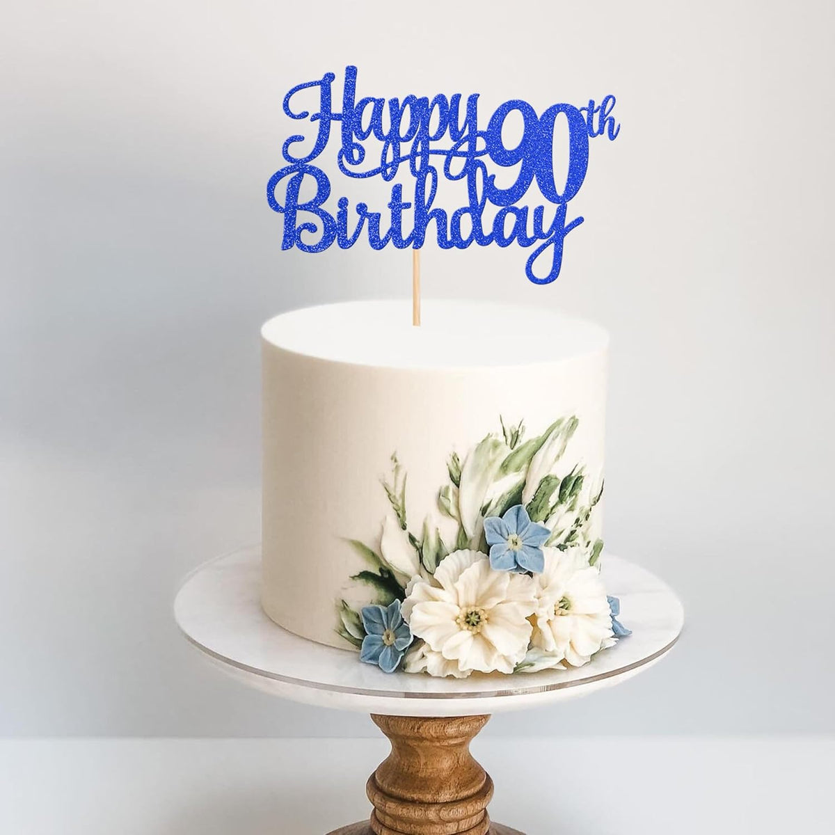 1 PCS Happy 90th Birthday Cake Topper Glitter Cheers to 90 Years Birthday Cake Pick Ninety 90