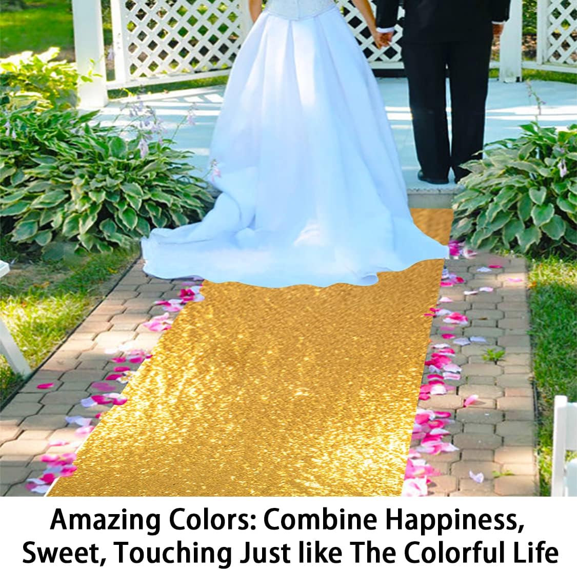 ShinyBeauty Gold Aisle Runners 2FTx15FT Carpet Runner for Party Glitter Runner for Wedding Aisle