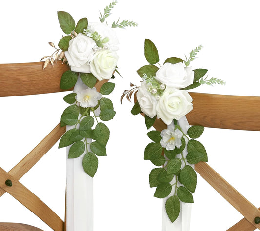 10 Wedding Aisle Decorations for Wedding Ceremony White Wedding Chair Decorations Flowers for