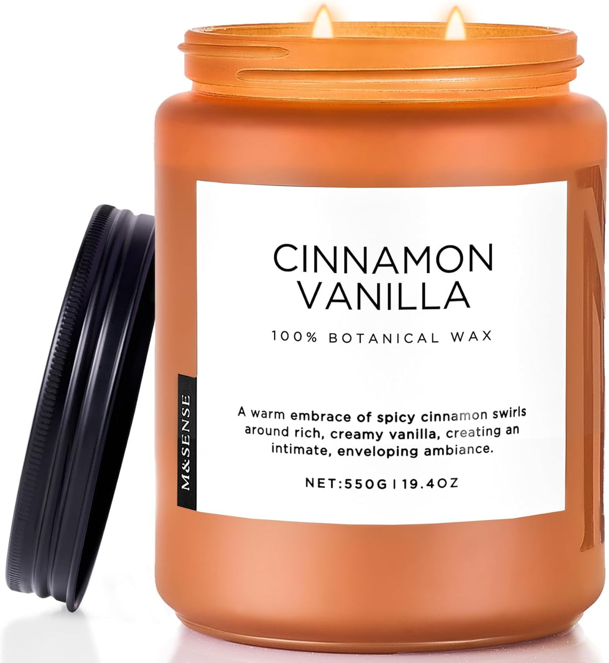 M&SENSE Cinnamon Vanilla Fall Scented Candles for Home, Natural Soy Wax 19.4oz 110 Hours Large Long