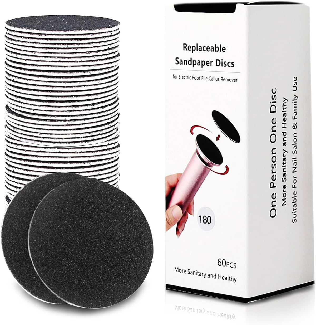 60 Pcs Replaceable Sandpaper Refill Discs for Electric Foot File Callus Remover Foot Care Dead Skin