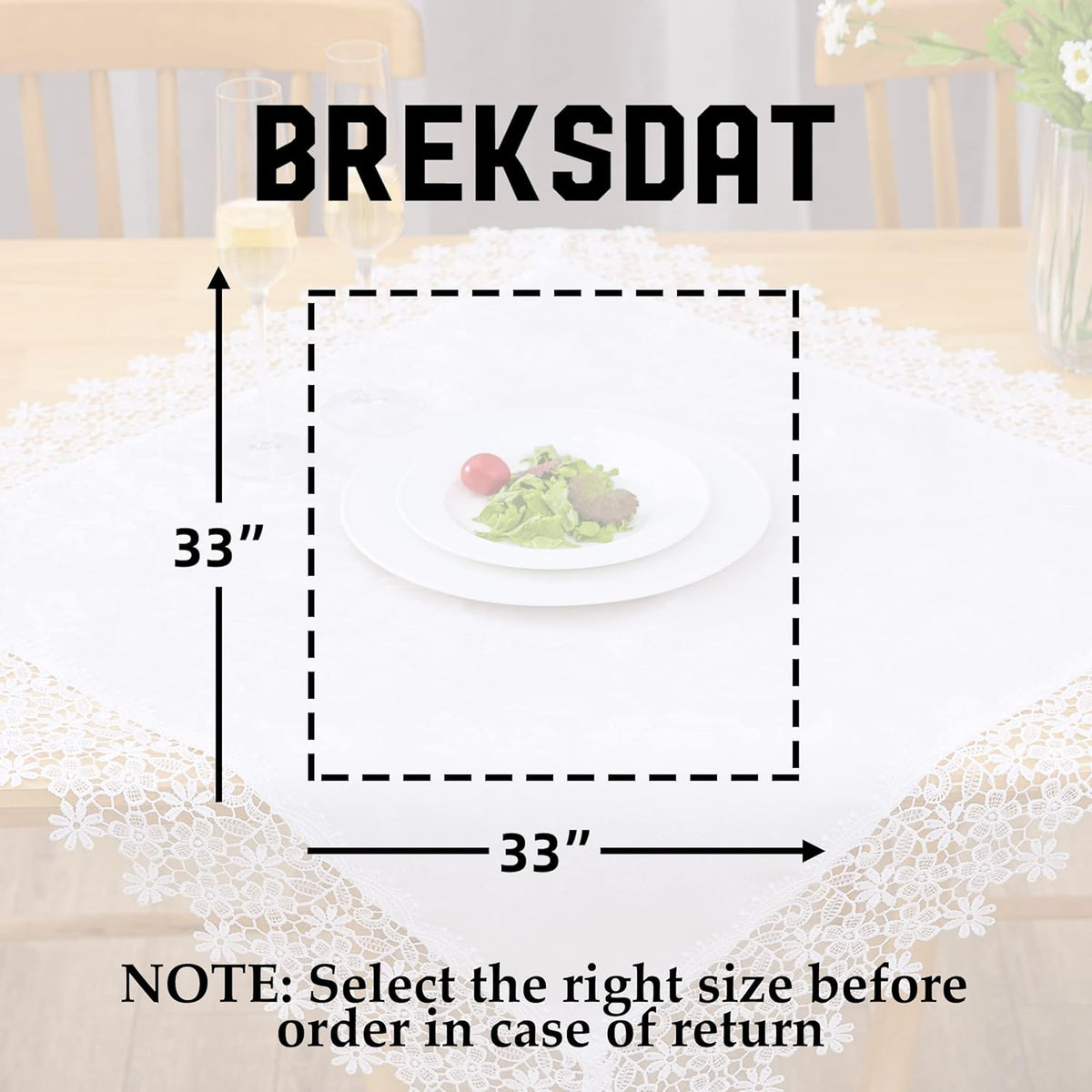 White lace Premium Square Farmhouse Tablecloth Waterproof OilProof SpillProof AntiShrink Soft
