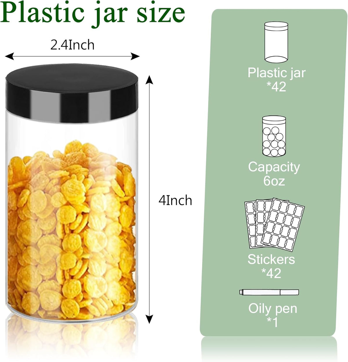 Plastic Jars with Lids 6OZ 42PCS Small Empty Slime Cosmetics Containers Clear Gift Food Jars Round