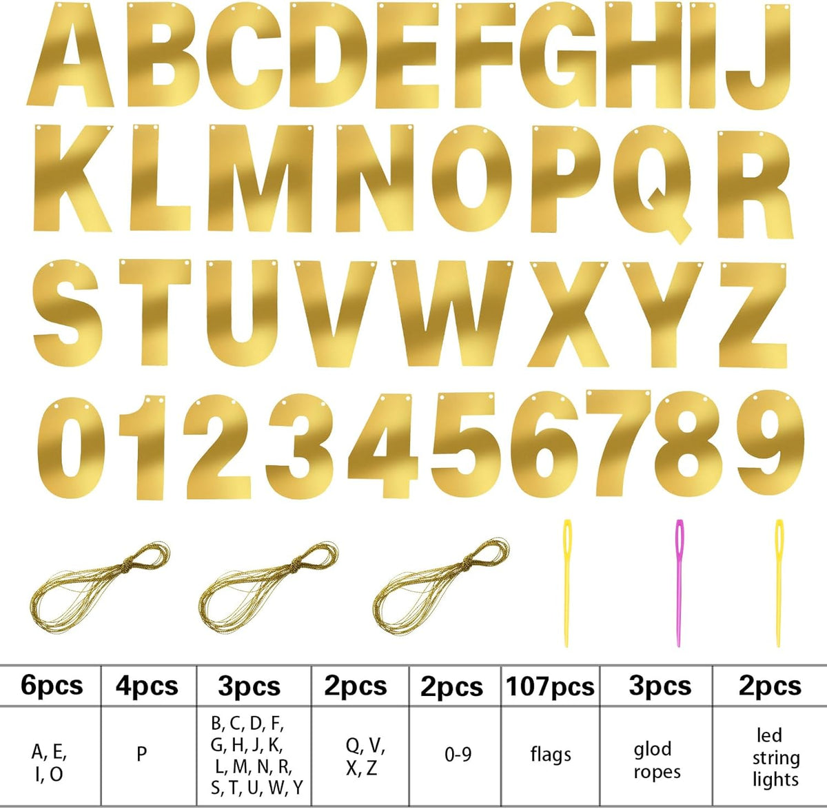 TaoBary 112 Pcs DIY Letter Custom Banner Glitter Customizable Banner Kit Including 107 Letters and