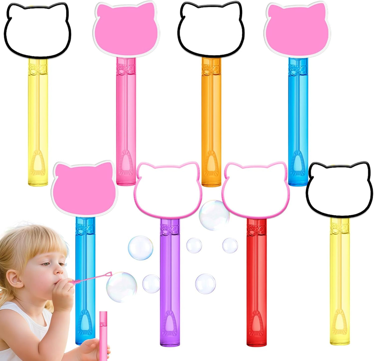 AFZMON Kitten Cat Bubble Wands for Kids, Kitty Mini Bubbles Birthday Gift Toy Party Favors Goodie