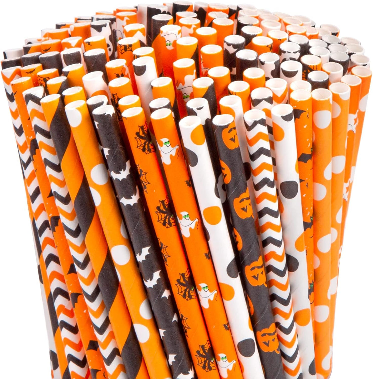 HANSGO Halloween Paper Straws, 180PCS Paper Drinking Straws Bulk for Decorating Halloween Party