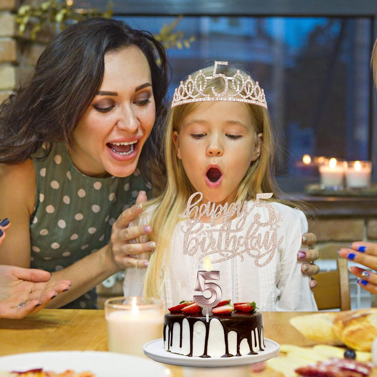 5th Birthday Decorations for Girls, Including Sash, Crown/Tiara, Candles, Cake Topper, 5th Birthday