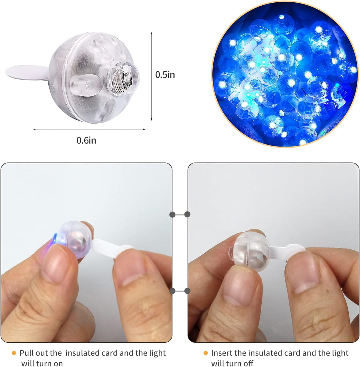 200pcs Blue LED Balloon Lights, LED Round Ball Lamp Tiny Lighting Decoration for Indoor Outdoor