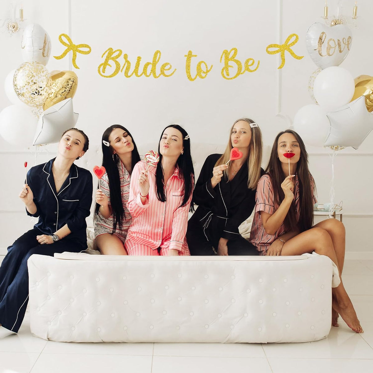 Bride to Be Banner, Gold Bride to Be with Bow Glitter Bachelorette Bridal Party Banner BRIDE TO BE