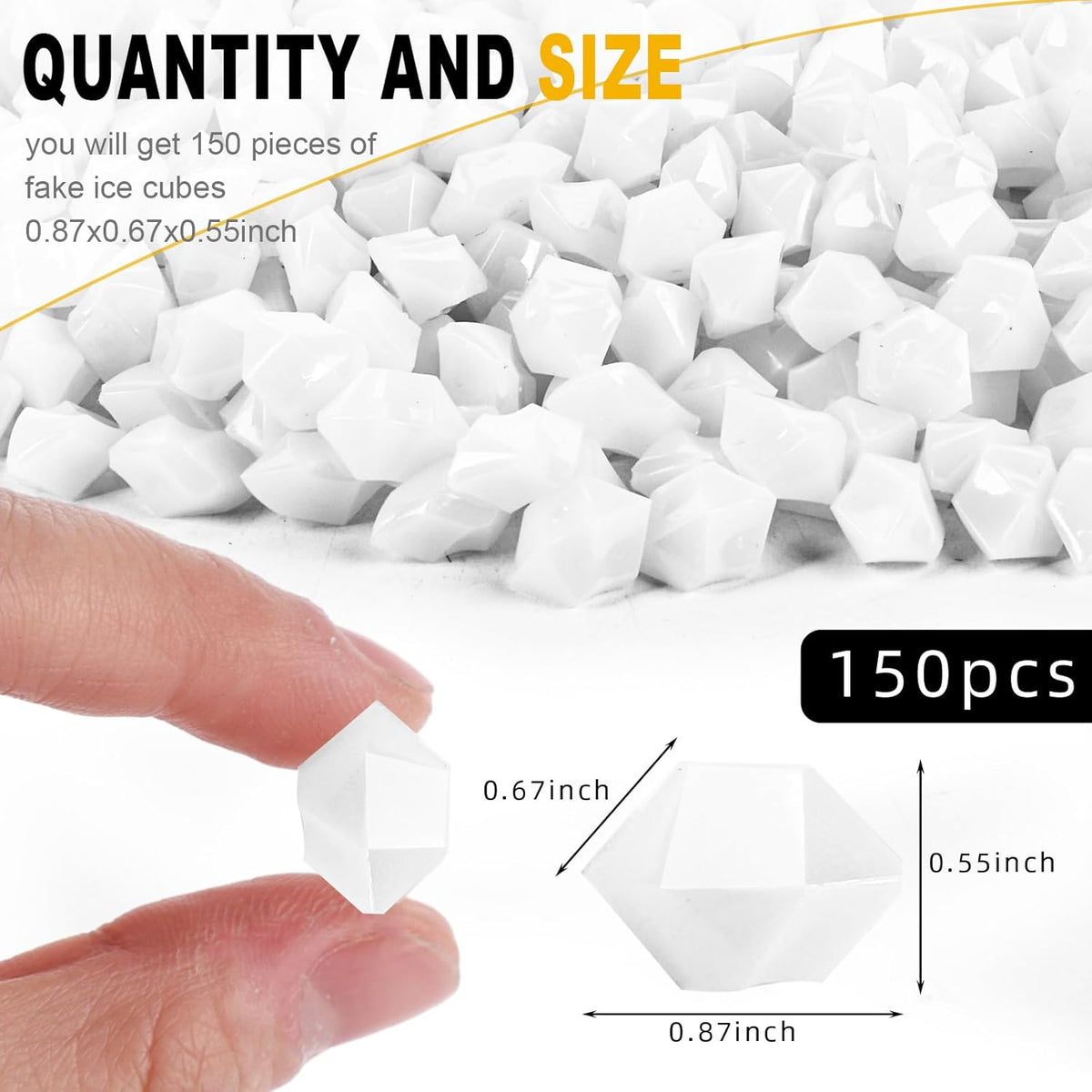 DomeStar 150PCS Fake Ice, White Acrylic Fake Diamonds Vase Filler Plastic Gems Crushed Ice Rocks