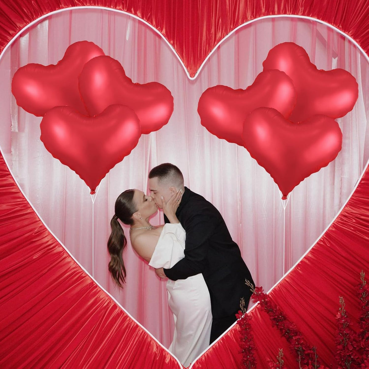 Red Heart Balloons,24Inch Large Red Heart Foil Balloons for Valentine's Day Birthday Wedding Baby