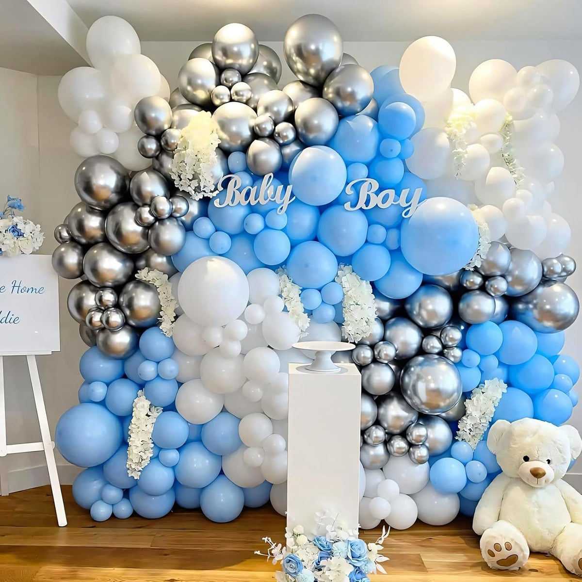 110pcs Pastel Blue Balloons 12 Inch Latex Light Blue Balloon Garland Arch Kit for Birthday Baby
