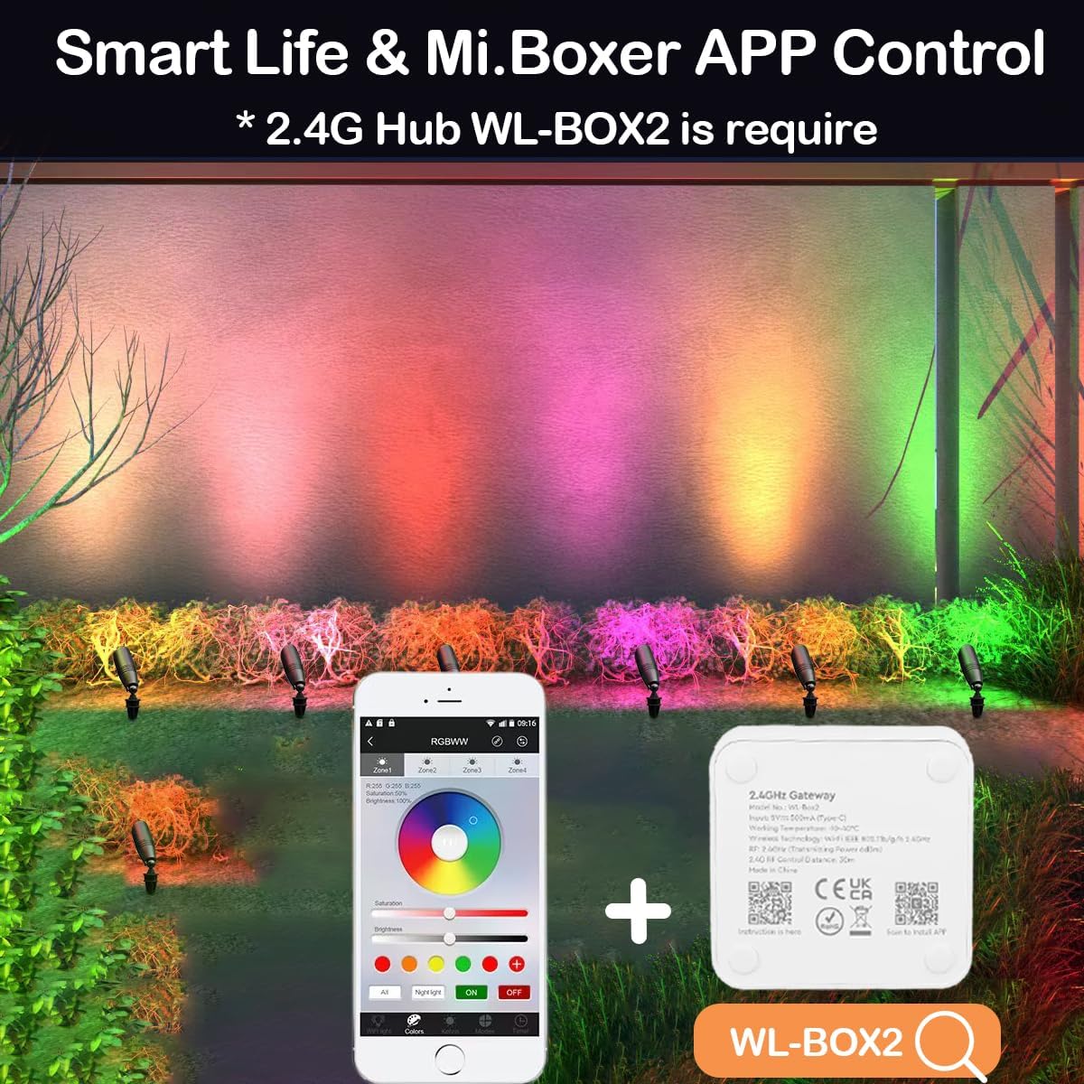 RGB Low Voltage Landscape Lights, 12V Color Changing Outdoor Spot Lights, Waterproof LED Garden