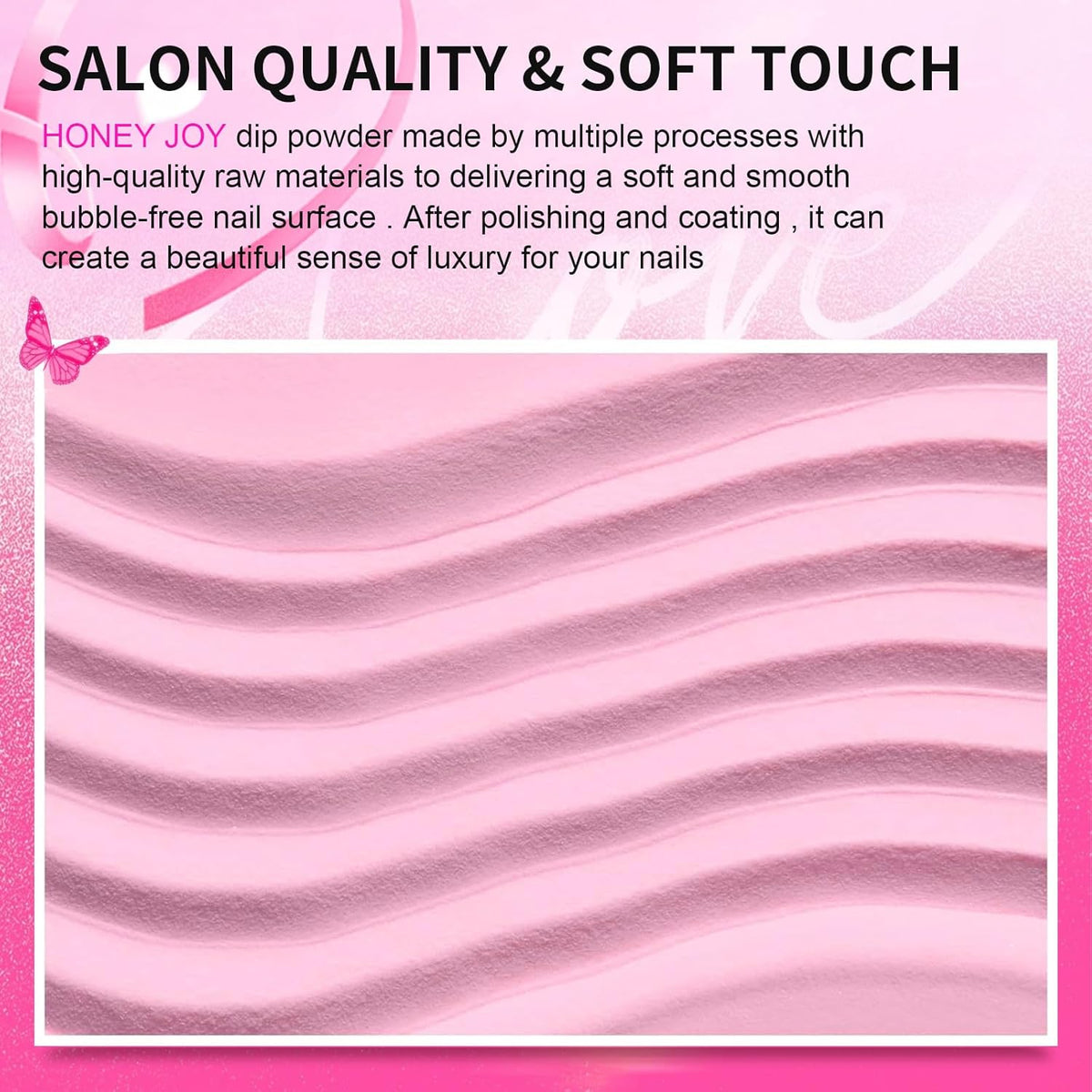 Honey Joy Dip Powder Nail Kit Starter, 4 Colors Hot Pink Glitter Fine Dipping Powder Liquid Set
