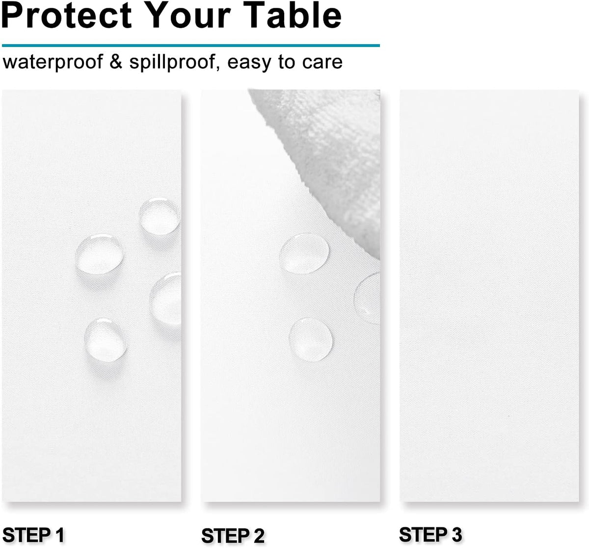 Hiasan 2 Pieces White Rectangle Tablecloth - Waterproof and Spillproof Restaurant Washable