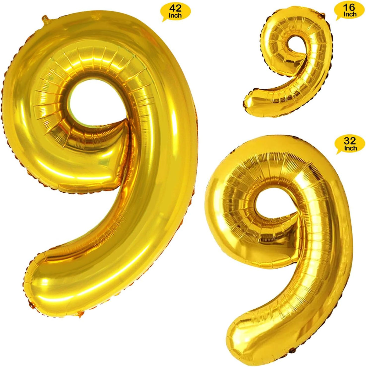 GOER Gold Foil Balloons Number 9,Huge Number Balloons for 9th 19th 29th 39th 49th Birthday Party