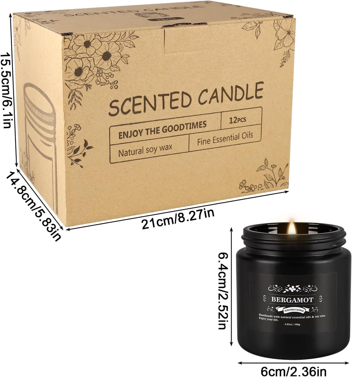 12 Pcs Halloween Scented Candles with Added Natural Essential Oils, 3.05oz, Suitable for Various