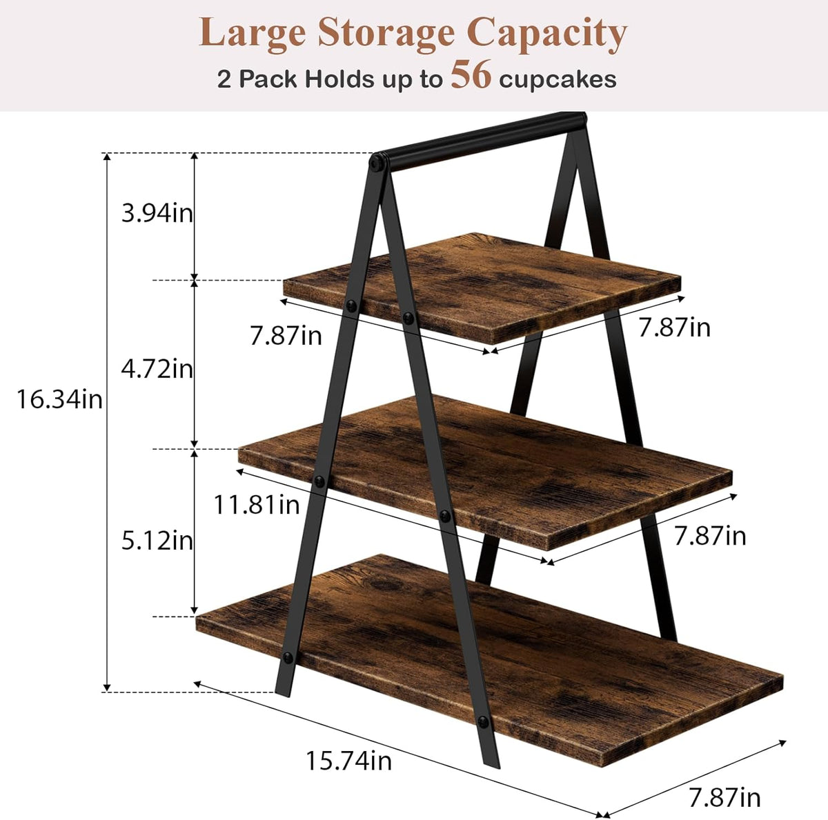 2 Pack Cupcake Stand 3 Tier Dessert Stand for 56 Cupcakes Dessert Table Display Set Wooden Cupcake